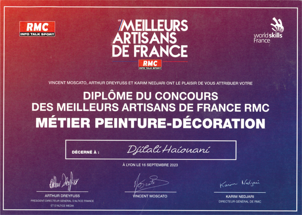 Diplôme meilleur artisan